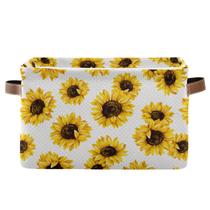 Cesta de armazenamento RunningBear Vintage Sunflower Floral Canvas