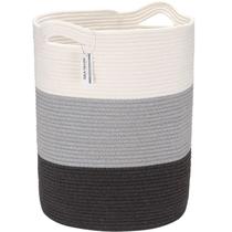 Cesta de armazenamento Sea Team Large Cotton Rope branca e cinza