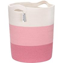 Cesta de armazenamento Sea Team Large Cotton Rope branca e rosa