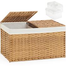 Cesta de armazenamento SETVSON Rattan Woven com tampa 65L (17,2 galões)