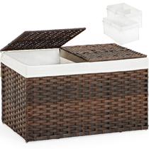 Cesta de armazenamento SETVSON Rattan Woven com tampa 65L (marrom) Cesta de armazenamento SETVSON Rattan Woven com tampa 65L (marrom)