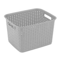 Cesta de armazenamento Sterilite Tall Plastic Weave Grey, pacote com 6