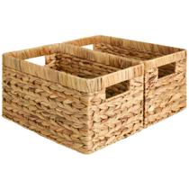 Cesta de armazenamento StorageWorks Wicker Water Hyacinth, pacote com 2 unidades