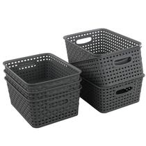 Cesta de armazenamento Teyyvn Plastic 10,03x7,59x4,09 Pacote com 6 unidades cinza Cesta de armazenamento Teyyvn Plastic 10,03x7,59x4,09 Pacote com 6 unidades cinza