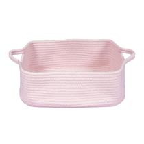 Cesta de armazenamento XUANGUO, corda de algodão tecida para prateleiras, rosa claro Cesta de armazenamento XUANGUO, corda de algodão tecida para prateleiras, rosa claro