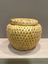 Cesta de bambo com tampa 13x10x10 cm