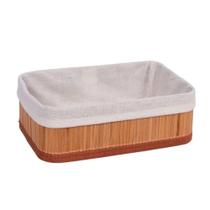 Cesta de Bambu Organizadora c/ Tecido Multiuso MEK 25x15x8cm