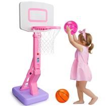 Cesta de basquete Basytodio Toddler Pink para meninas internas/externas