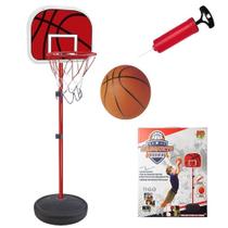 Cesta de basquete infantil com rede altura ajustavel ate 1,39cm kit bola e inflador esporte dm toys