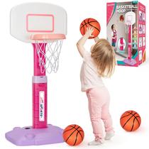 Cesta de basquete infantil GMAOPHY rosa interna/externa com 3 bolas