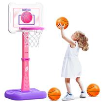 Cesta de basquete infantil ShyLizard Indoor com 3 bolas rosa de 1 a 3 anos