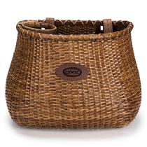Cesta de bicicleta CXWXC de rattan artesanal com suporte para xícaras de café