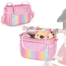 Cesta de bicicleta infantil GRAOSO rosa impermeável com alça