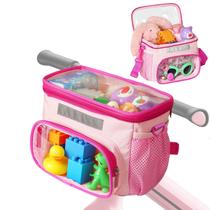Cesta de bicicleta infantil Koliivo frontal com alça de ombro rosa