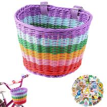 Cesta de Bicicleta Infantil RainFlowwer Arco-Íris em Vime 21x16x16 cm