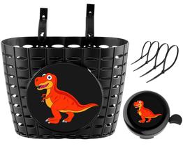 Cesta de bicicleta YeloYolker Dinosaur Kids com sino 20x14x15cm Cesta de bicicleta YeloYolker Dinosaur Kids com sino 20x14x15cm