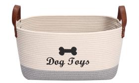 Cesta de brinquedos de algodão para cães Morezi 42x27x19cm Bege Cinza