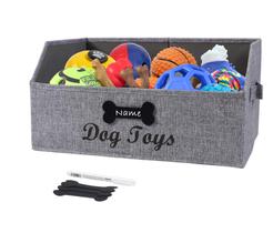 Cesta de brinquedos para cães Geyecete, organizador grande de tecido dobrável, cinza