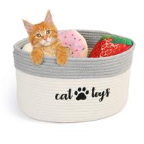 Cesta de brinquedos para gatos PrimePets para armazenamento de corda de algodão 38x25x23cm