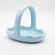 Cesta de Cerâmica Retrô com Bordas Onduladas cor:AZUL Cesta de Cerâmica Retrô com Bordas Onduladas cor:AZUL