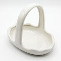 Cesta de Cerâmica Retrô com Bordas Onduladas cor:OFF WHITE