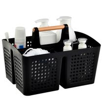 Cesta de chuveiro PAKCHOICE portátil com compartimentos pretos Cesta de chuveiro PAKCHOICE portátil com compartimentos pretos