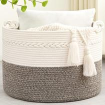 Cesta de cobertor Degeyoyo 51x33 cm de corda de algodão tecida Cesta de cobertor Degeyoyo 51x33 cm de corda de algodão tecida