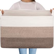 Cesta de cobertor OIAHOMY Extra Large 95L, algodão, gradiente, marrom