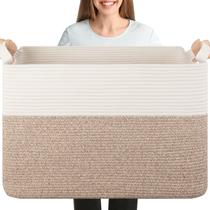 Cesta de Cobertor OIASKET XXXL - Grande Armazenamento 108L - Algodão Marrom Cesta de Cobertor OIASKET XXXL - Grande Armazenamento 108L - Algodão Marrom