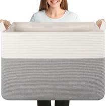 Cesta de cobertor OIASKET XXXL Large 108L de armazenamento de algodão cinza