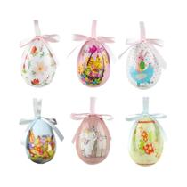 Cesta De Coelhinhos Com Ovos De Páscoa De Espuma De 7cm, 6 Peças, Decoração Para Casa, Festões,