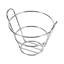 Cesta de Cone para Batatas Fritas e Frituras - Suporte com Prato para Molho
