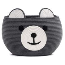 Cesta de corda de algodão CherryNow Bear Design 40x27 cm cinza