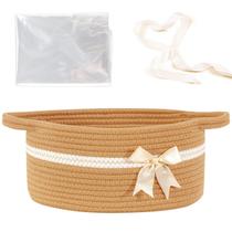 Cesta de corda tecida HomeyPine 30x20x13cm Presente para bebês com laço Cesta de corda tecida HomeyPine 30x20x13cm Presente para bebês com laço