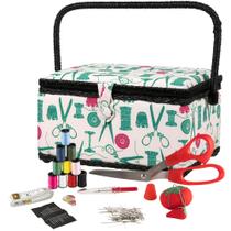 Cesta de costura SINGER 07271 com kit Notions e bandeja - Tan