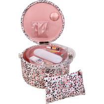 Cesta de costura SINGER grande redonda com kit de emergência - rosa