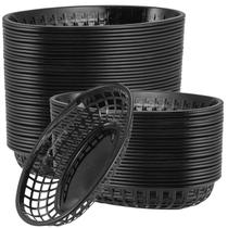 Cesta de fast food SINJEUN Black Oval 9x5,7 polegadas de plástico x60