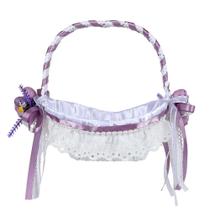Cesta de flores de casamento, elegante decoração de pérolas de renda branca