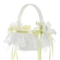Cesta de flores de casamento para meninas, elegantes fitas de cetim de renda Cesta de flores de casamento para meninas, elegantes fitas de cetim de renda