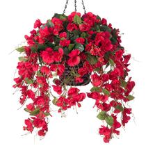 Cesta de flores de hibisco suspensas artificiais para decoração ao ar livre Cesta de flores de hibisco suspensas artificiais para decoração ao ar livre