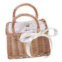 Cesta de flores tecida inspirada em KOMBIUDA, pequena cesta de vime, alça, bolsa de vime natural