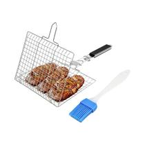 Cesta De Grelhar Antiaderente Em Aço Inoxidável Para Churrasco, Malha Para Carne, Vegetais, Bife, Cesta De Grelhar Antiaderente Em Aço Inoxidável Para Churrasco, Malha Para Carne, Vegetais, Bife,