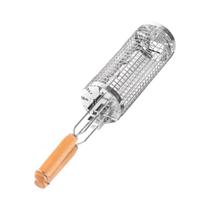 Cesta De Grelhar Portátil De Aço Inoxidável Para Peixe Camarão Carne Legumes Batatas Fritas