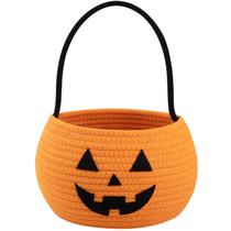 Cesta de Halloween OIASKET Pumpkin para crianças com alça laranja