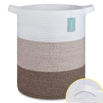 Cesta de Lavanderia BOSROTY 72L - Grande, para Berçário (Branco/Marrom) Cesta de Lavanderia BOSROTY 72L - Grande, para Berçário (Branco/Marrom)