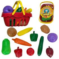 Cesta De Legumes Infantil 11 Itens Plástico Brinquedo Cestinha Feira Mercado Presente Crianças Menina Menino Braskit