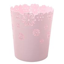 Cesta de lixo Scakbyer Hollow Flower Shape Plastic, sem tampa, rosa