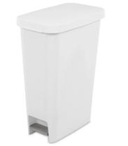 Cesta de lixo Sterilite Slim Stepon de plástico branco de 11 galões