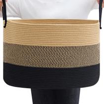 Cesta de manta VECELO de corda redonda grande de tecido (55x35cm) de juta