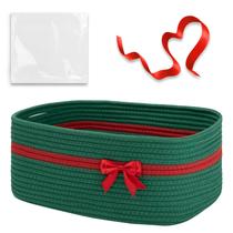 Cesta de Natal OIAHOMY com sacolas de presente e fitas - verde